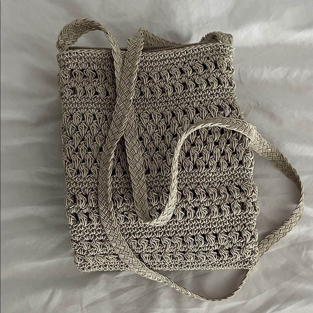 Elegant Cream Woven Bag